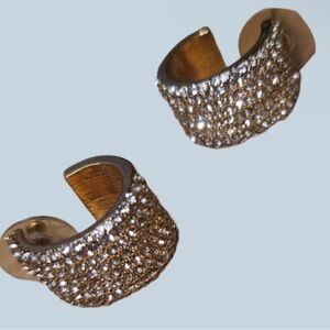 Baublebar Huggie Hoop gold toned with rhinestone earrings nickel free